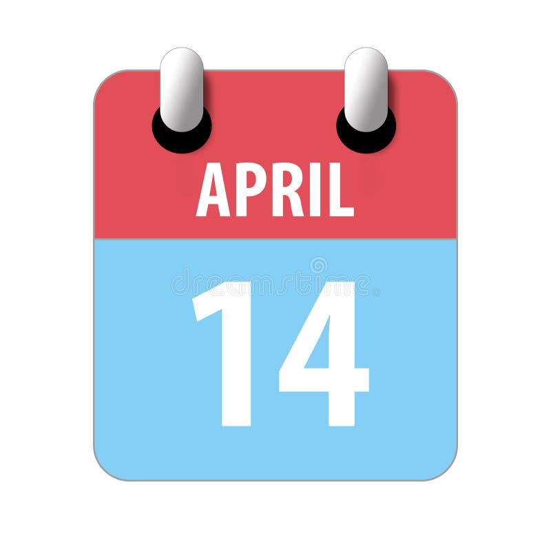 April 14th. Day 14 of Month,Simple Calendar Icon on White Background ...