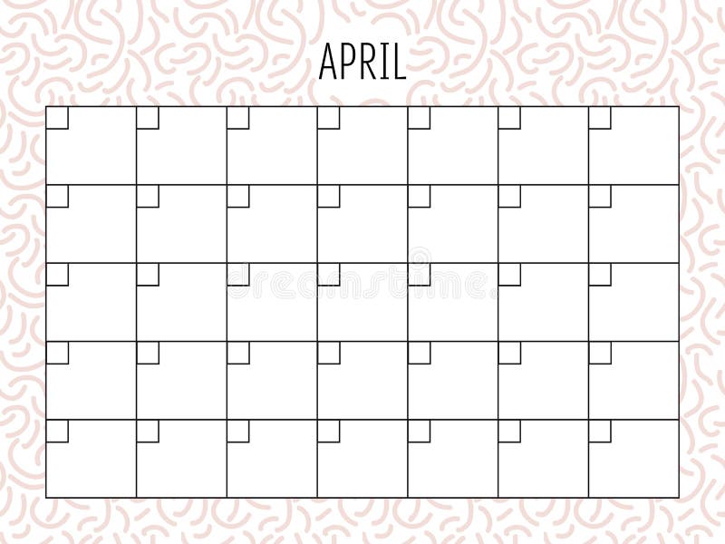 April. Universal Monthly Planner Template Stock Vector Illustration