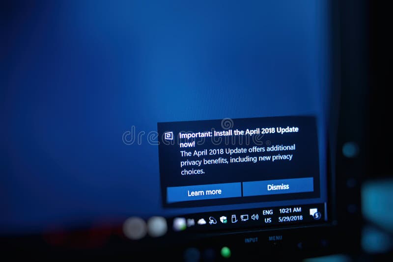 April 2018 Update Microsoft Windows update mesage royalty free stock image April 2018 Update Microsoft Windows update mesage royalty free stock image