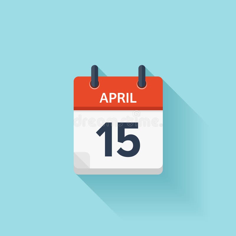 15 aprile Icona piana del calendario quotidiano di vettore Data ed ora, giorno, mese festa illustrazione vettoriale 15 aprile Icona piana del calendario quotidiano di vettore Data ed ora, giorno, mese festa illustrazione vettoriale
