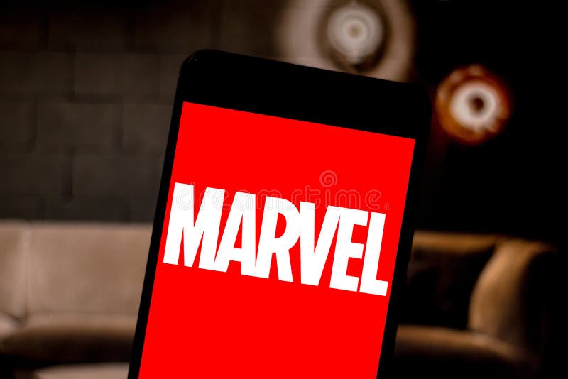 3 aprile 2019, il Brasile Logo di meraviglia sullo schermo del dispositivo mobile Il Marvel Comics è un editore dei fumetti ameri fotografia stock 3 aprile 2019, il Brasile Logo di meraviglia sullo schermo del dispositivo mobile Il Marvel Comics è un editore dei fumetti ameri fotografia stock