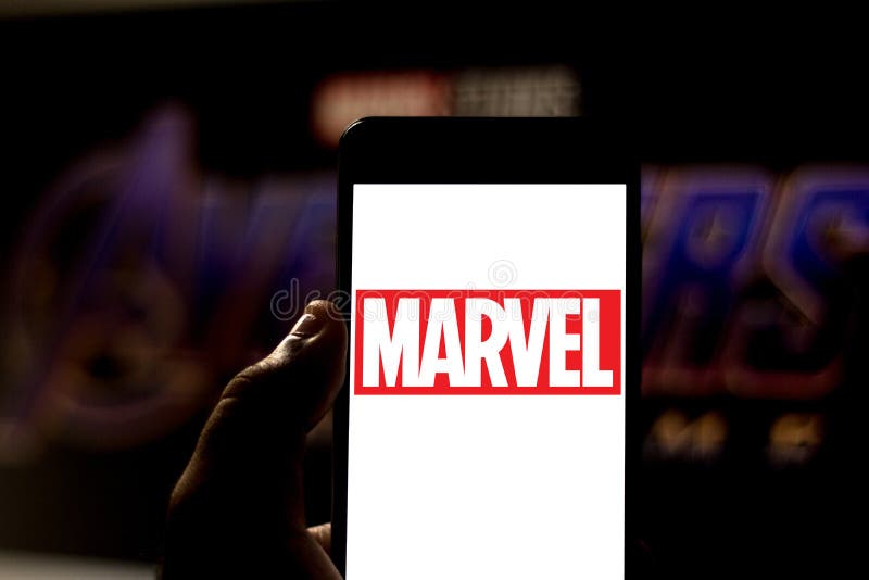 3 aprile 2019, il Brasile Logo di meraviglia sullo schermo del dispositivo mobile Il Marvel Comics è un editore dei fumetti ameri fotografie stock 3 aprile 2019, il Brasile Logo di meraviglia sullo schermo del dispositivo mobile Il Marvel Comics è un editore dei fumetti ameri fotografie stock