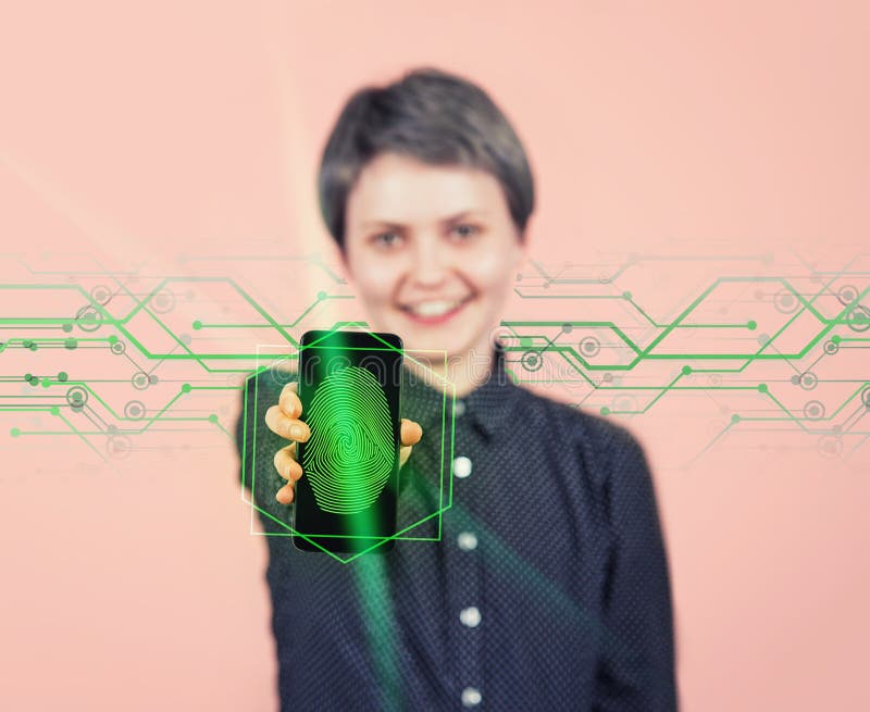 Aprobación biométrica de la identidad, concepto moderno de la tecnología Futuro de la seguridad y del control de contrase?as Aprobación biométrica de la identidad, concepto moderno de la tecnología Futuro de la seguridad y del control de contrase?as
