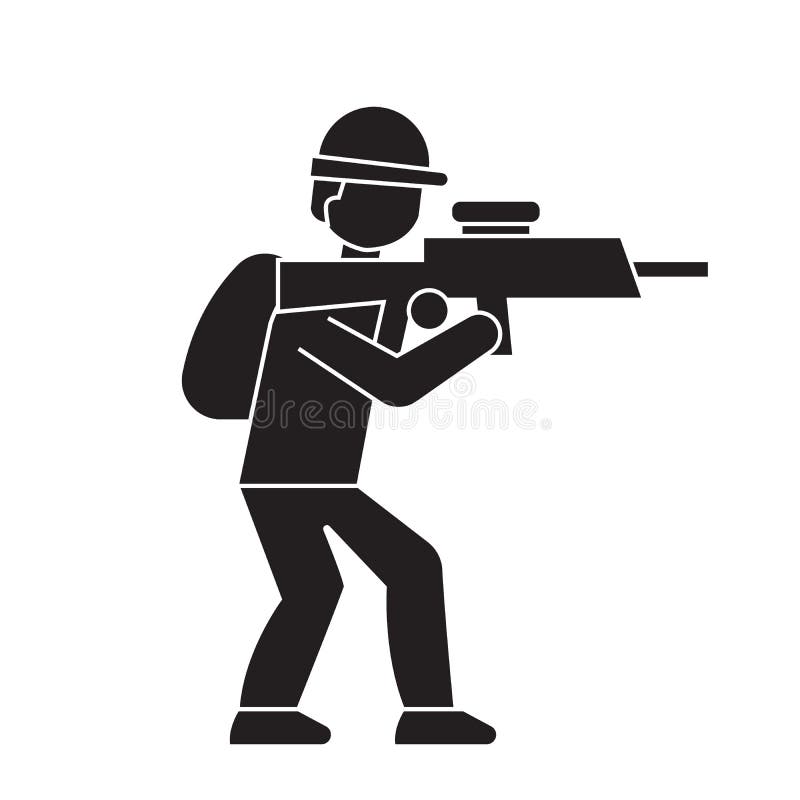 Apuntar el icono del concepto del vector del negro del soldado Apuntar el ejemplo plano del soldado, muestra stock de ilustración Apuntar el icono del concepto del vector del negro del soldado Apuntar el ejemplo plano del soldado, muestra stock de ilustración
