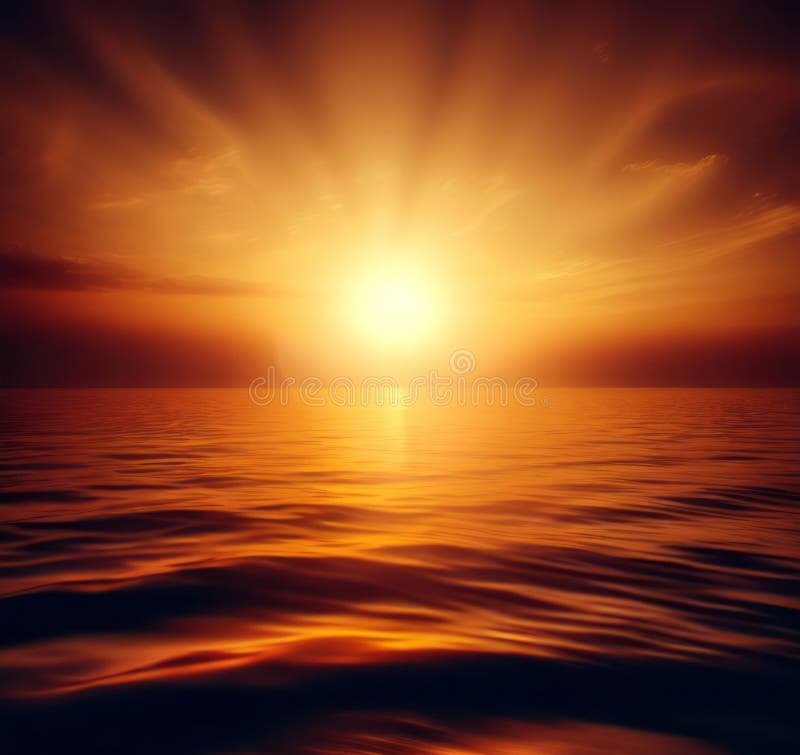 Apus auriu deasupra oceanului royalty free illustration