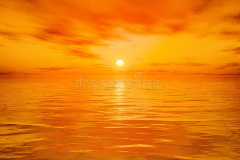 Apus auriu deasupra oceanului stock illustration