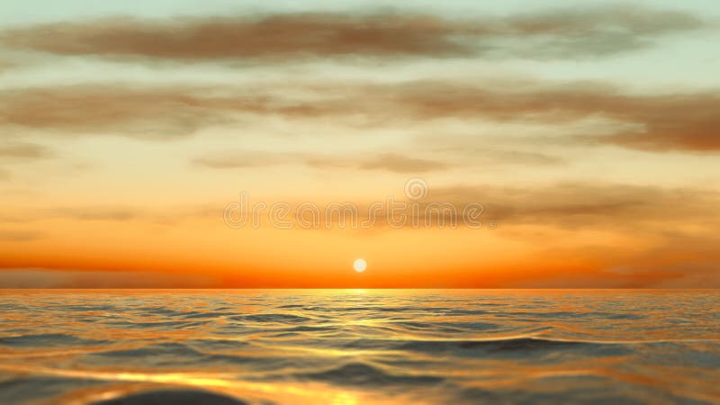 Apus auriu deasupra oceanului stock illustration