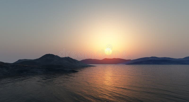 Apus peste munții de pe mare stock illustration