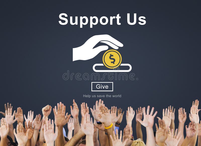 Apóyenos el concepto voluntario de las donaciones del dinero fotografía de archivo libre de regalías Apóyenos el concepto voluntario de las donaciones del dinero fotografía de archivo libre de regalías