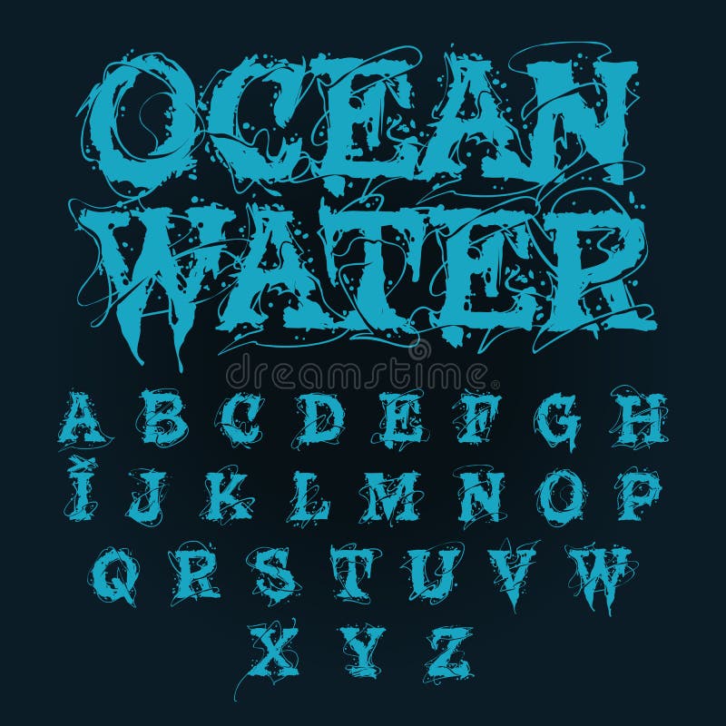 Water Splash Font. Swim In Water Typography Ocean