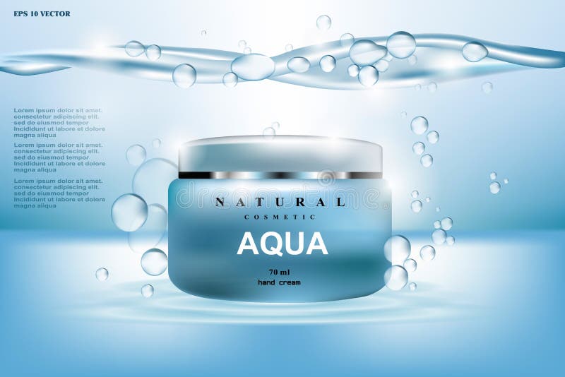 Aqua Kremowego nawilżania reklam kosmetyczny szablon Nawadniać twarzową płukankę Mockup 3D Realistyczna ilustracja _ ilustracji Aqua Kremowego nawilżania reklam kosmetyczny szablon Nawadniać twarzową płukankę Mockup 3D Realistyczna ilustracja _ ilustracji