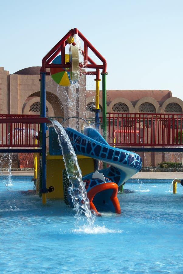 Giant Water Bucket at Water Park Spills Stock Photo Image of