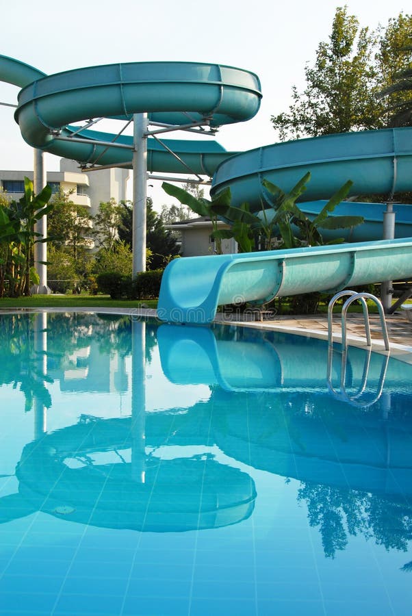 Aqua park on swimming pool