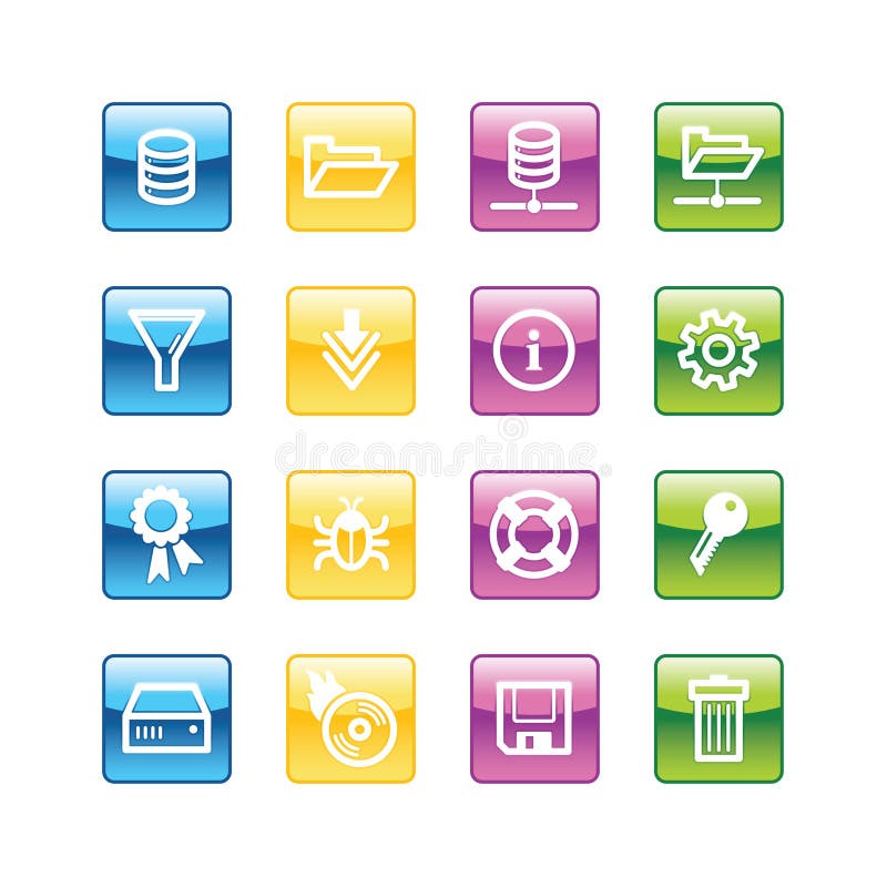 Aqua server icons vector illustration