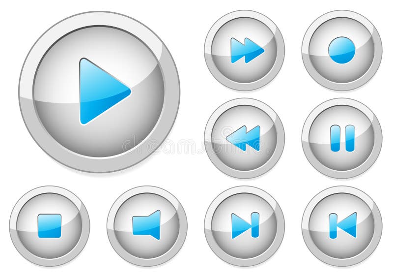 Media player buttons blue interface template vector illustration design button icon music play control sound video audio set web
