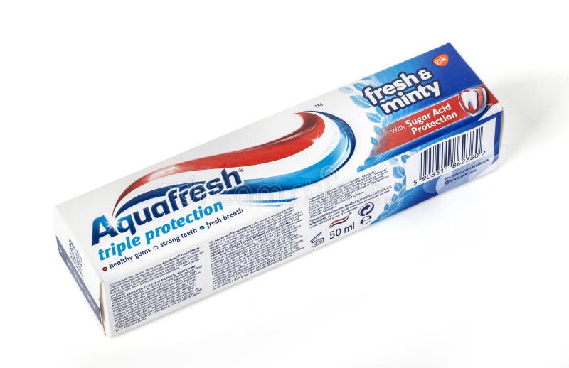 Aquafreshtandpasta met Suga stock foto Aquafreshtandpasta met Suga stock foto