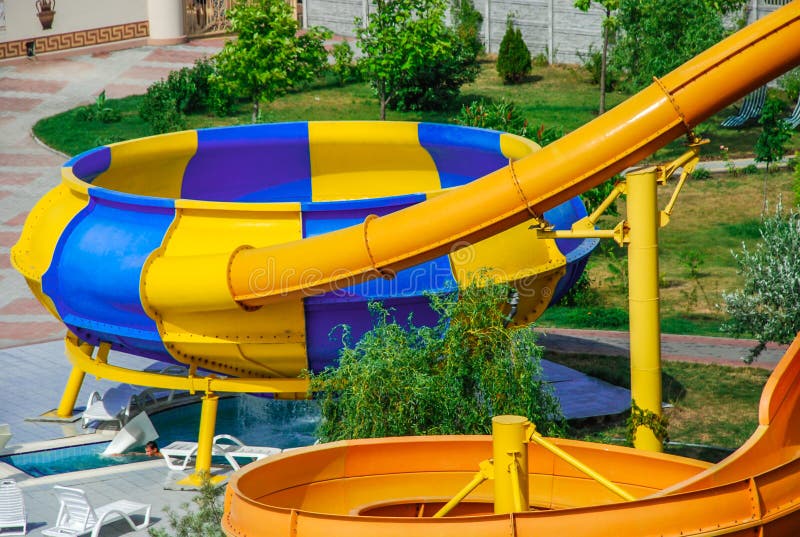 Aquapark en la ciudad de Berdyansk, Ucrania imagen de archivo libre de regalías Aquapark en la ciudad de Berdyansk, Ucrania imagen de archivo libre de regalías