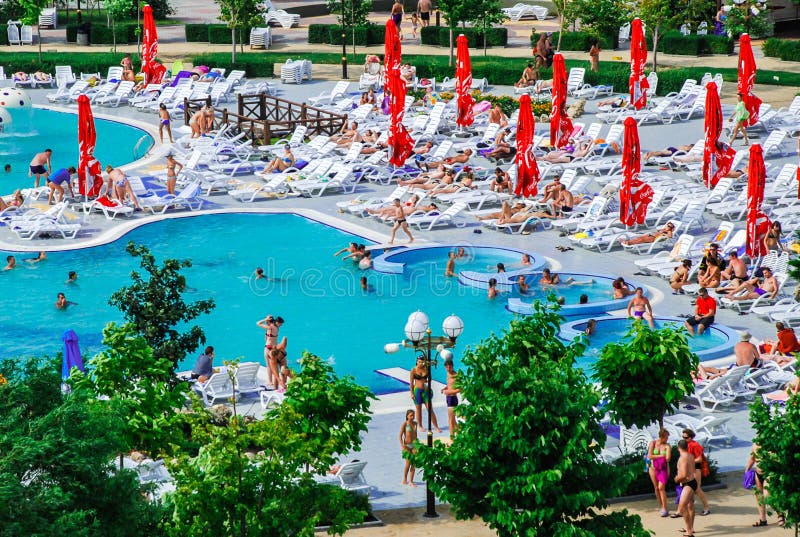 Aquapark en la ciudad de Berdyansk, Ucrania imagen de archivo libre de regalías Aquapark en la ciudad de Berdyansk, Ucrania imagen de archivo libre de regalías
