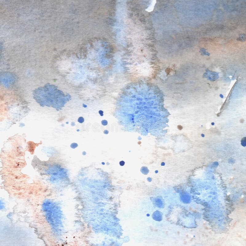 Aquarela azul, textura cinzenta com gotas ilustração stock Aquarela azul, textura cinzenta com gotas ilustração stock