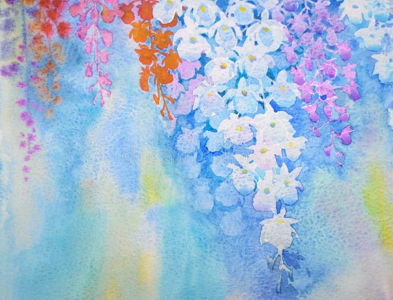 A aquarela floresce colorido realístico original de pintura de flores da orquídea ilustração do vetor A aquarela floresce colorido realístico original de pintura de flores da orquídea ilustração do vetor