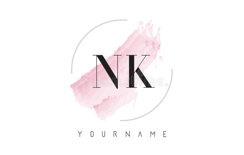 Aquarell-Buchstabe Logo Design NK N K mit Rundbürste-Muster