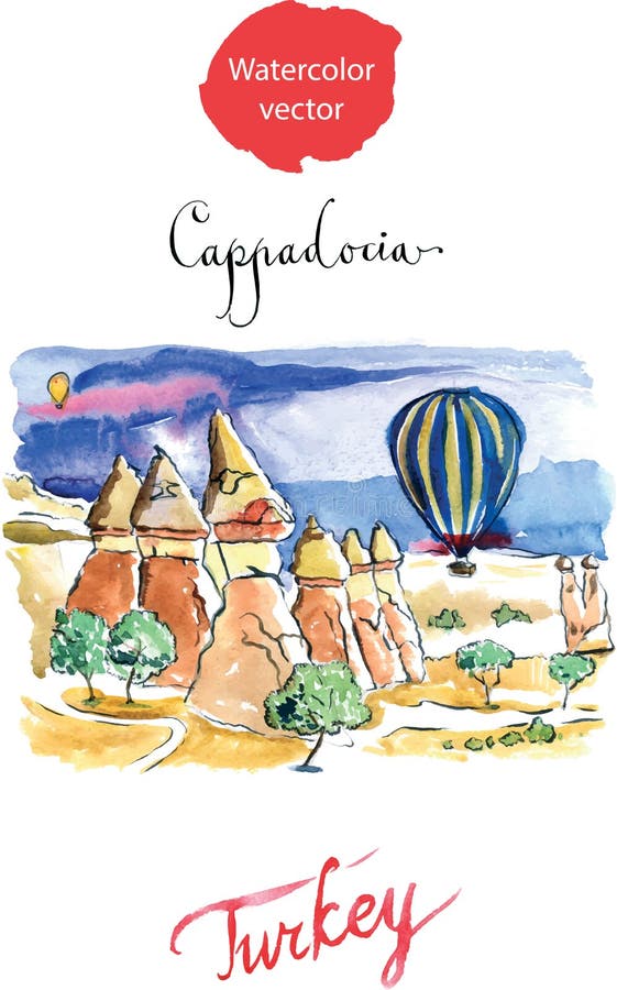 Aquarell Cappadocia vektor abbildung Aquarell Cappadocia vektor abbildung