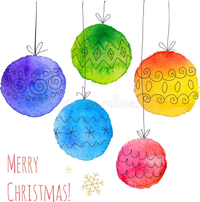 Aquarell gemalte Hand gezeichnete Weihnachtsbälle stock abbildung Aquarell gemalte Hand gezeichnete Weihnachtsbälle stock abbildung