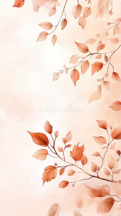 Aquarellbild von zarten Herbstblättern auf pfirsichfarbenem Hintergrund lizenzfreie abbildung