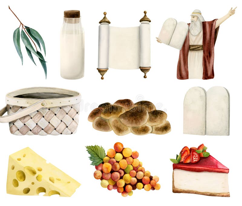 Aquarellbilder mit traditionellem Essen. Challenmilch. Tabletten vektor abbildung