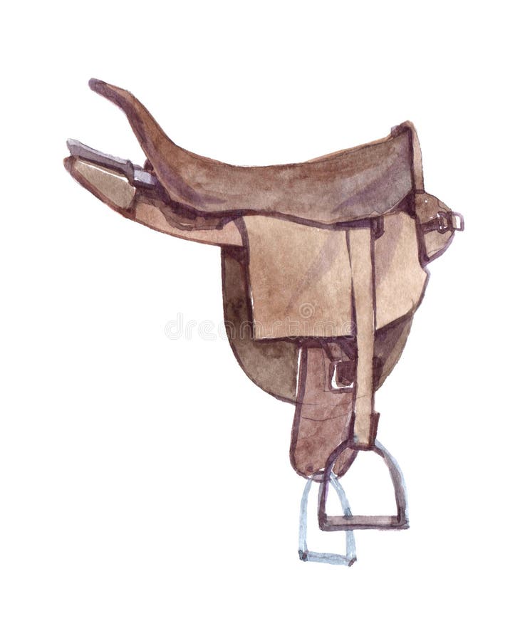 Aquarellbraunpferdesattelillustration lokalisierte vektor abbildung