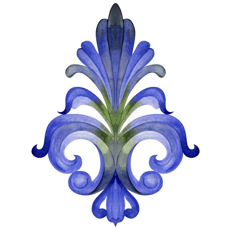 Aquarelldekoration mediterranes Element in blau. bereit zum Zusammenbau von Fliesenmustern Dekorationsrahmen lizenzfreie abbildung