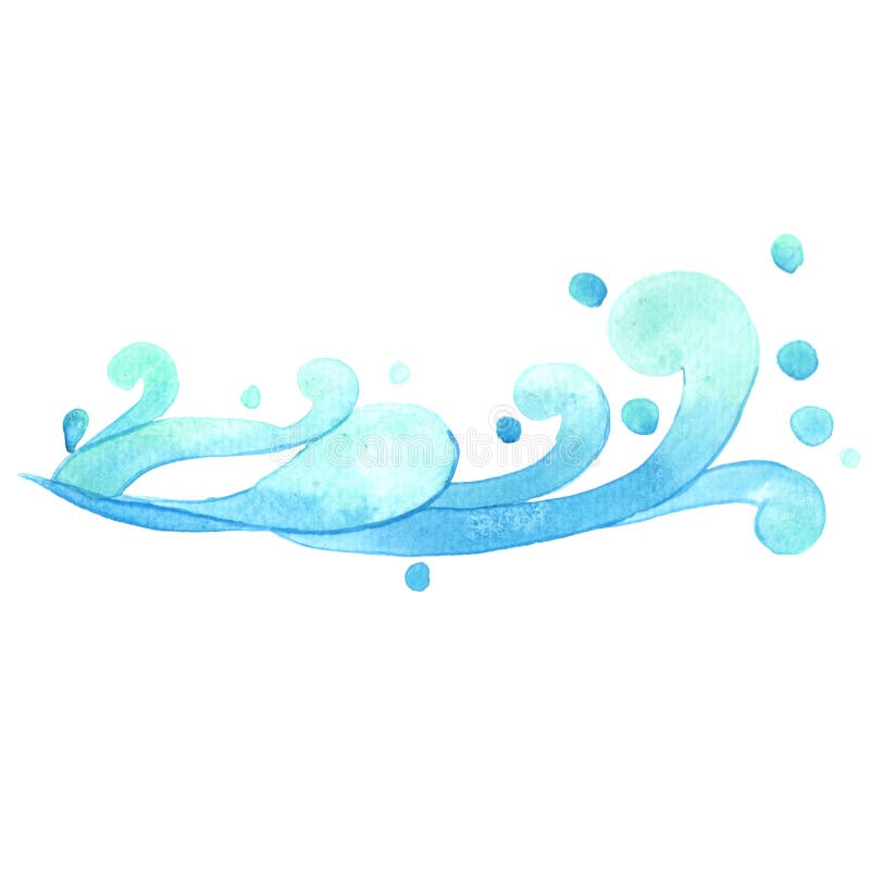 Aquarelle abstraite de la bordure des vagues de l'océan bleu illustration de vecteur