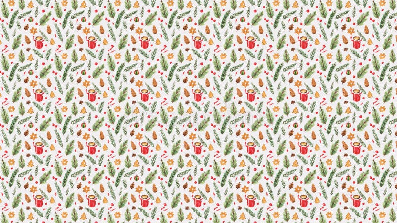 Aquarelle de noël motif continu fond saisonnier fond d'écran horizontal illustration stock
