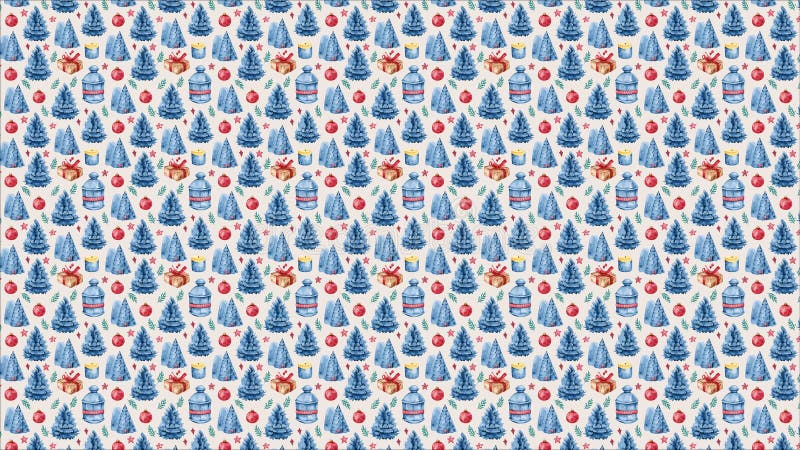 Aquarelle de noël motif continu fond saisonnier fond d'écran horizontal illustration de vecteur