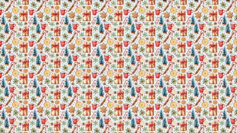 Aquarelle de noël motif continu fond saisonnier fond d'écran horizontal illustration stock