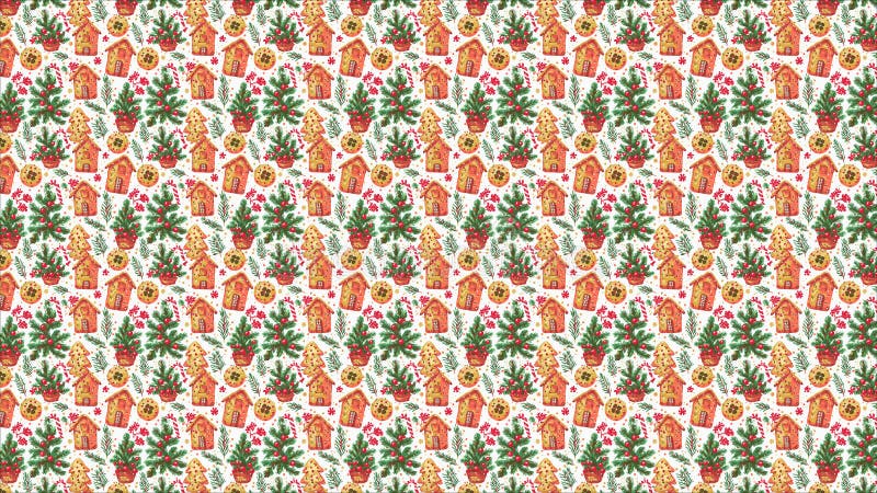 Aquarelle de noël motif continu fond saisonnier fond d'écran horizontal illustration stock
