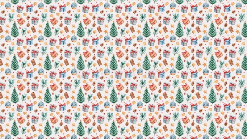 Aquarelle de noël motif continu fond saisonnier fond d'écran horizontal illustration de vecteur