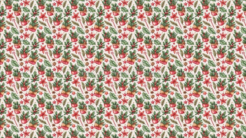 Aquarelle de noël motif continu fond saisonnier fond d'écran horizontal illustration de vecteur