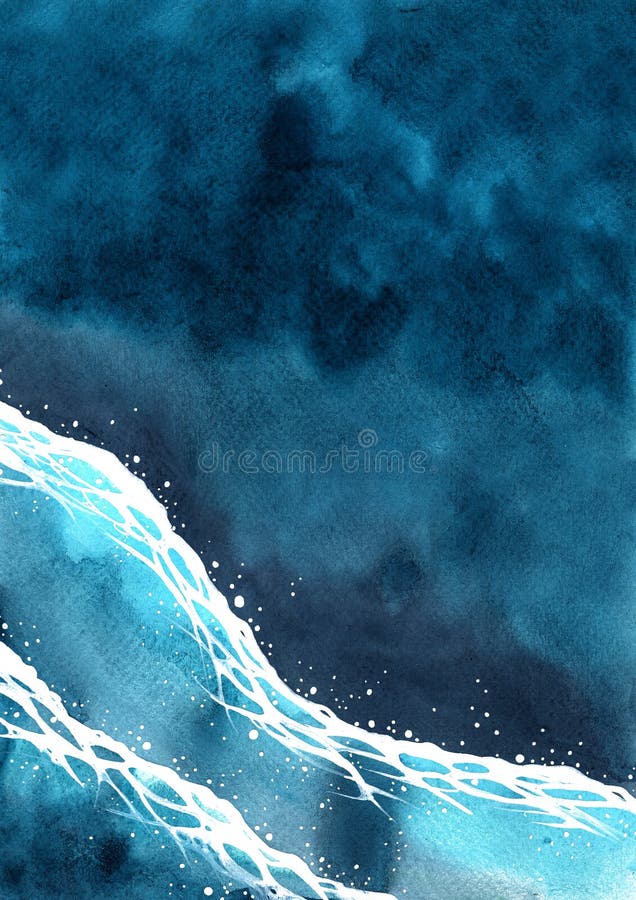 Aquarelle de surf sur le fond de peinture de main de vue de dessus. illustration libre de droits