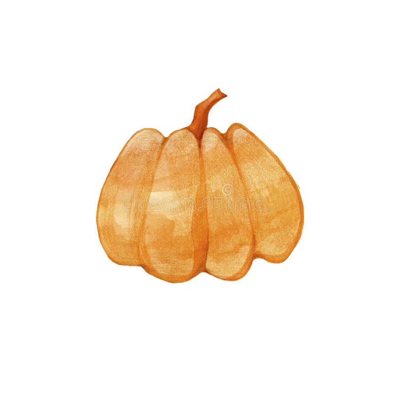 Aquarelle dessinée à la main citrouille orange isolée sur fond blanc illustration stock Aquarelle dessinée à la main citrouille orange isolée sur fond blanc illustration stock