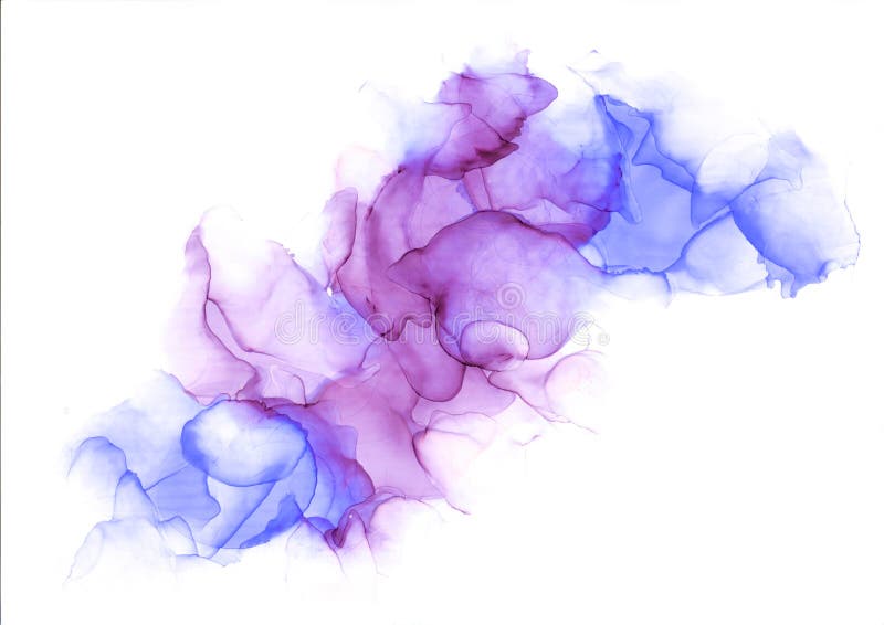 Aquarelle délicate dessinée à la main ou fond d'encre d'alcool dans les tons violet et bleu. illustration illustration de vecteur
