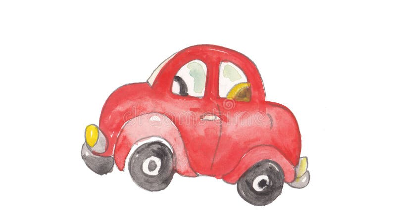 Aquarelle et voiture rouge colorée illustration libre de droits Aquarelle et voiture rouge colorée illustration libre de droits