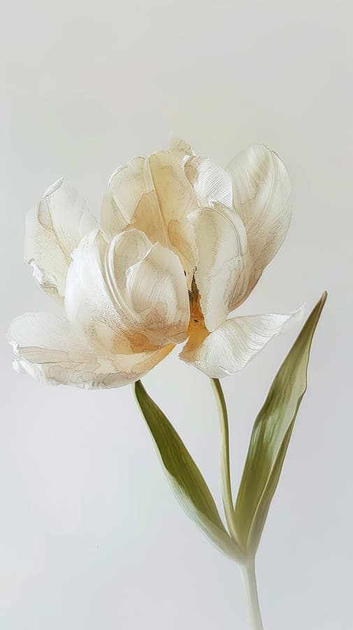 Aquarelle mit weißer Tulpe. Aquarellblume auf weißem Hintergrund. Grußkarte. generative Hilfe. ai generiert