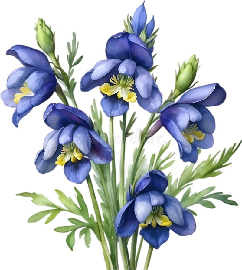 Watercolor painting of Aconite flower. Aconite flower clipart for decoration. AI-Generated. Watercolor painting of Aconite flower. Aconite flower clipart for decoration. AI-Generated.