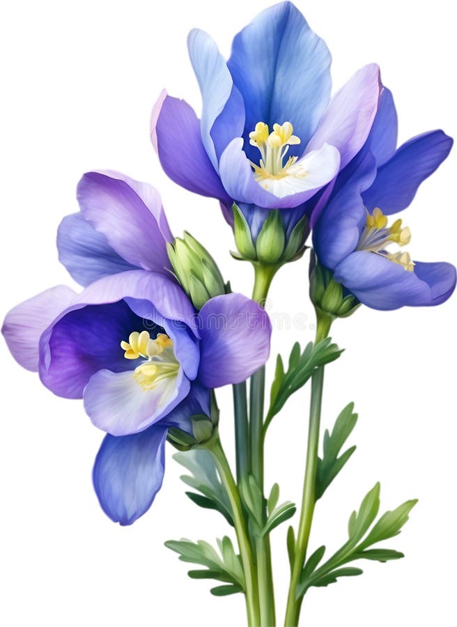 Watercolor painting of Aconite flower. Aconite flower clipart for decoration. AI-Generated. Watercolor painting of Aconite flower. Aconite flower clipart for decoration. AI-Generated.