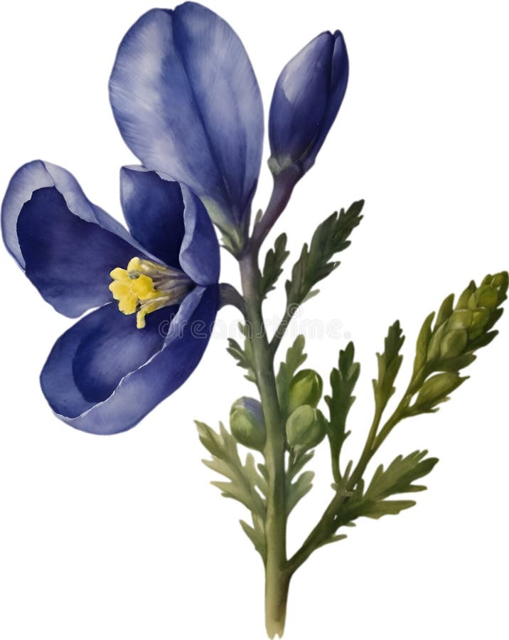 Watercolor painting of Aconite flower. Aconite flower clipart for decoration. AI-Generated. Watercolor painting of Aconite flower. Aconite flower clipart for decoration. AI-Generated.