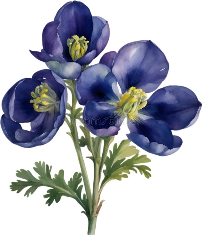 Watercolor painting of Aconite flower. Aconite flower clipart for decoration. AI-Generated. Watercolor painting of Aconite flower. Aconite flower clipart for decoration. AI-Generated.