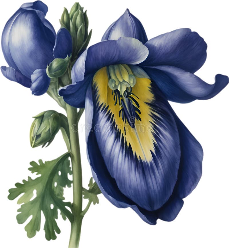 Watercolor painting of Aconite flower. Aconite flower clipart for decoration. AI-Generated. Watercolor painting of Aconite flower. Aconite flower clipart for decoration. AI-Generated.