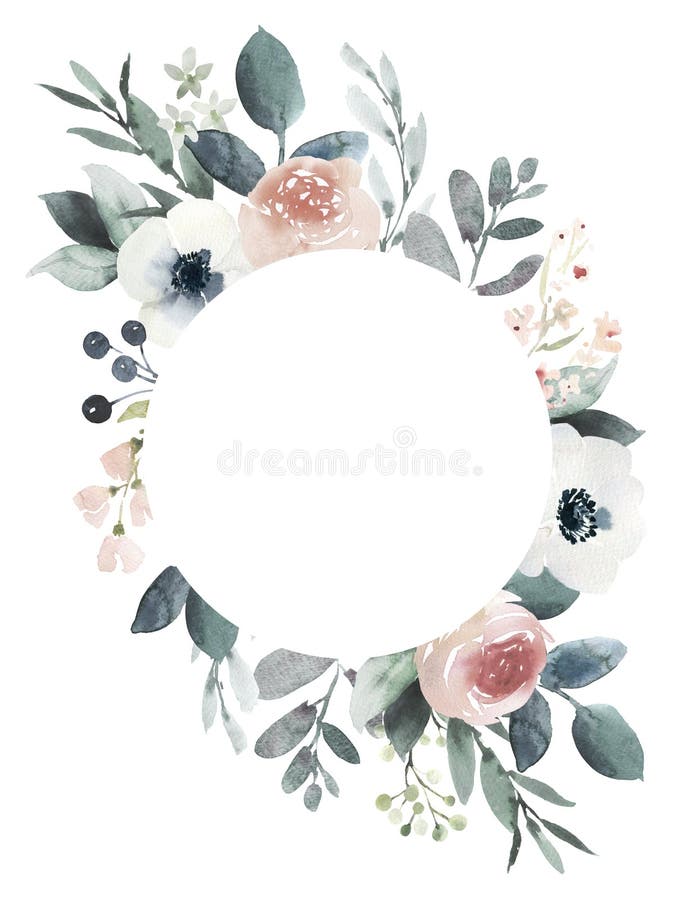 Aquarellhochzeits-Blumenrahmen mit erröten Rosen und lizenzfreie abbildung Aquarellhochzeits-Blumenrahmen mit erröten Rosen und lizenzfreie abbildung