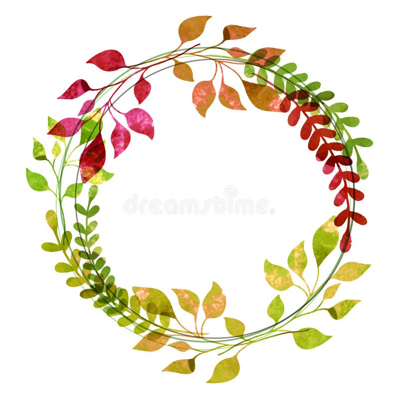 Aquarellkranz vom bunten Herbstlaub Vektor illustrati vektor abbildung Aquarellkranz vom bunten Herbstlaub Vektor illustrati vektor abbildung